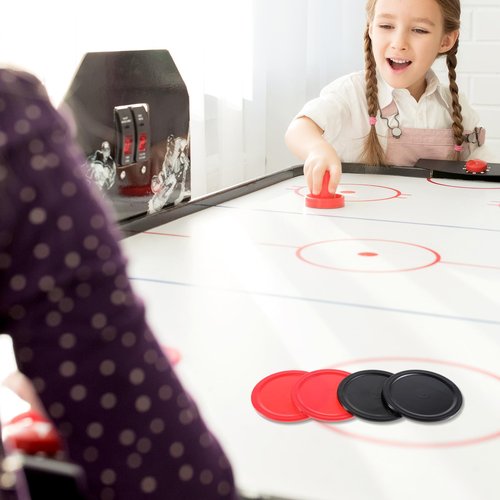 TIESOME 8 PCS Air Hockey Pucks, 2.5" 4 Red 4 Black Professional Air Hockey Puck Set Durable Pucks for Large Tables Best Air Hockey Accessories for Game Tables Equipment Accessories
