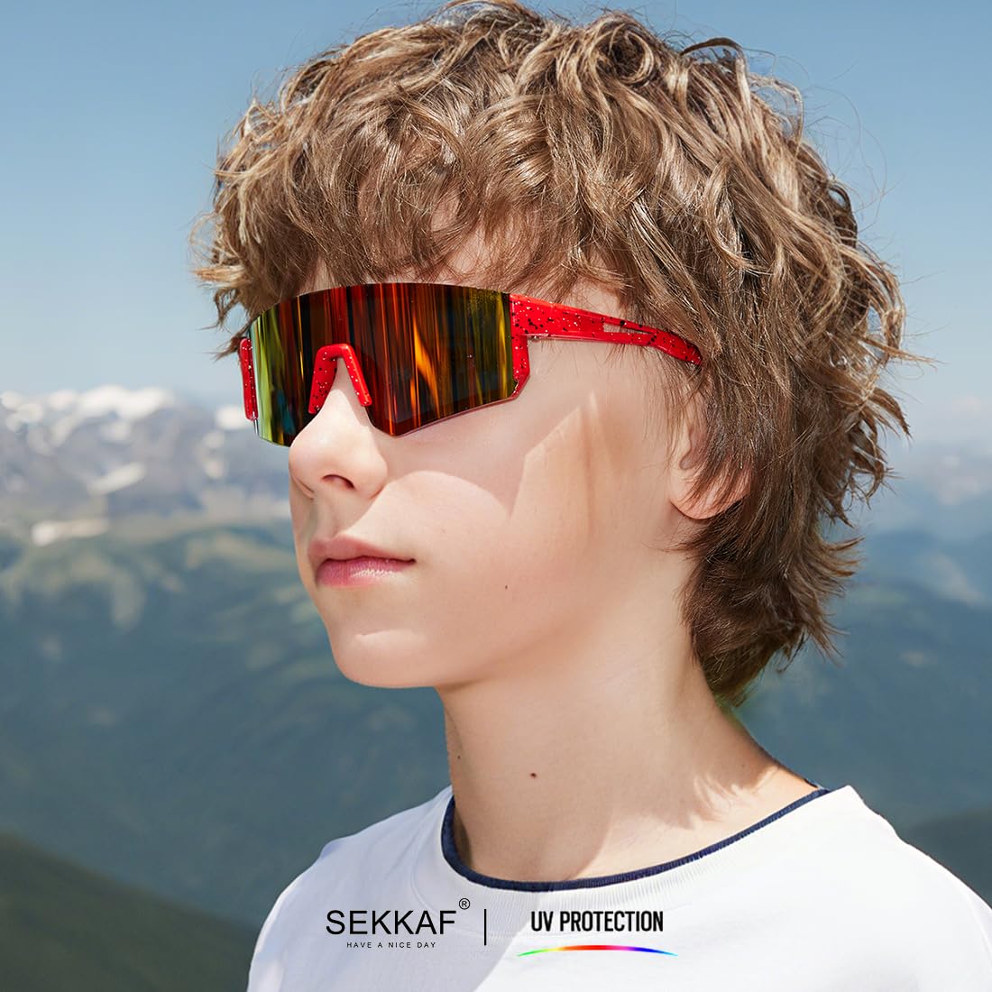 SEKKAF Youth Baseball Sunglasses for Boys Girls Age 6-12 Softball Cycling Sports Sunglasses for Kids Lightweight Frame
