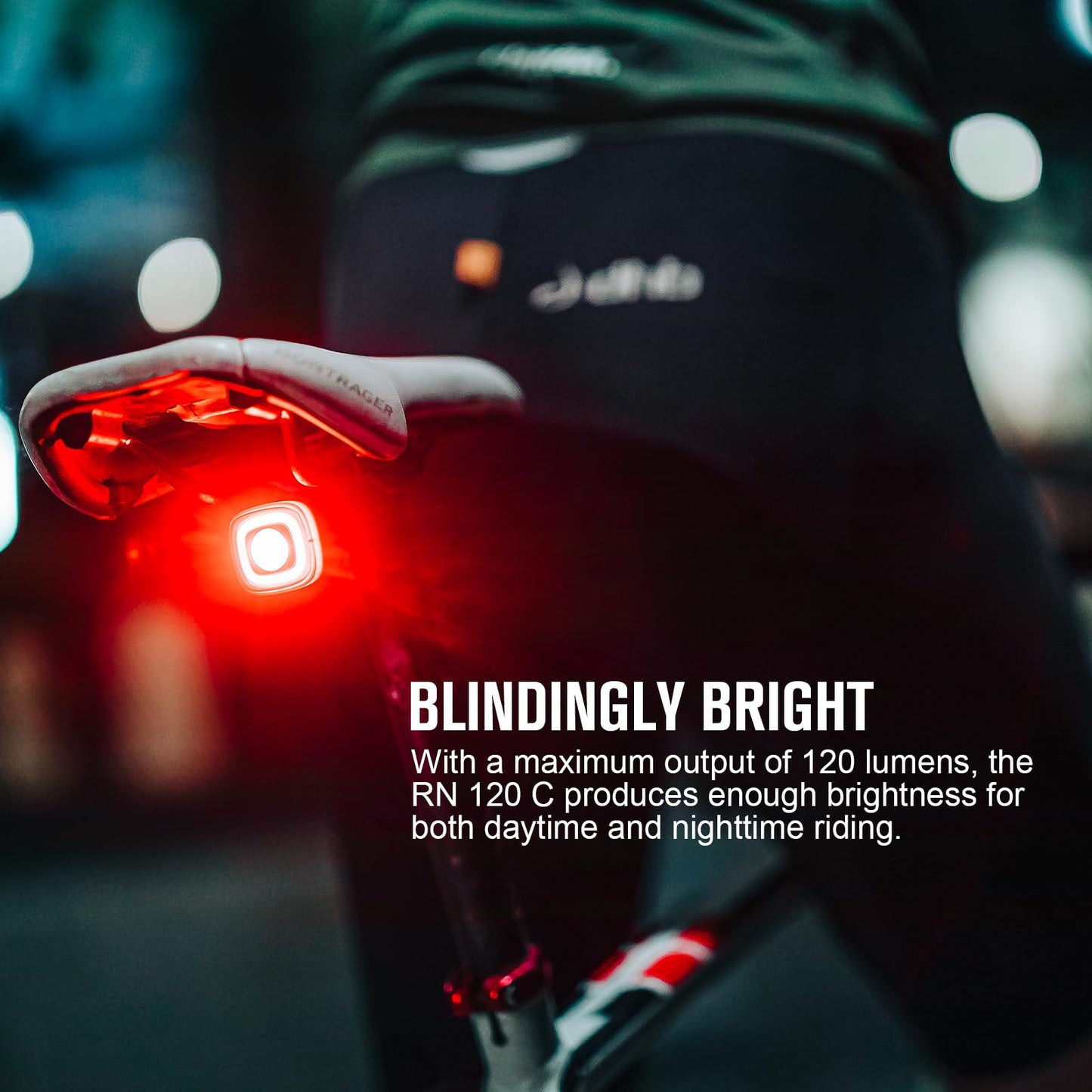 OLIGHT RN 120 C Bike Tail Lights, 120 Lumens and 260 Degree Visibility, 1500m Viewable Range, Rechargeable Bicycle Break Sensing Taillights, IPX6 Waterproof, Road and Urban Cyclists
