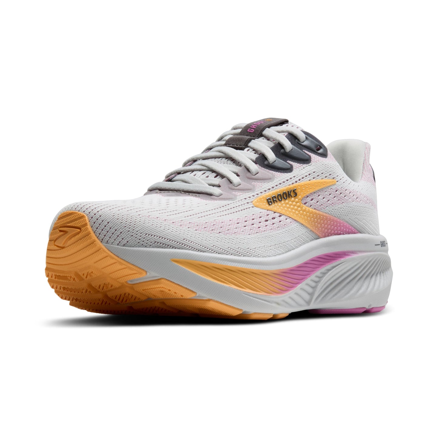 Brooks Women’s Ghost 17 Neutral Running Shoe - Oyster/Apricot/Pink - 8 Narrow