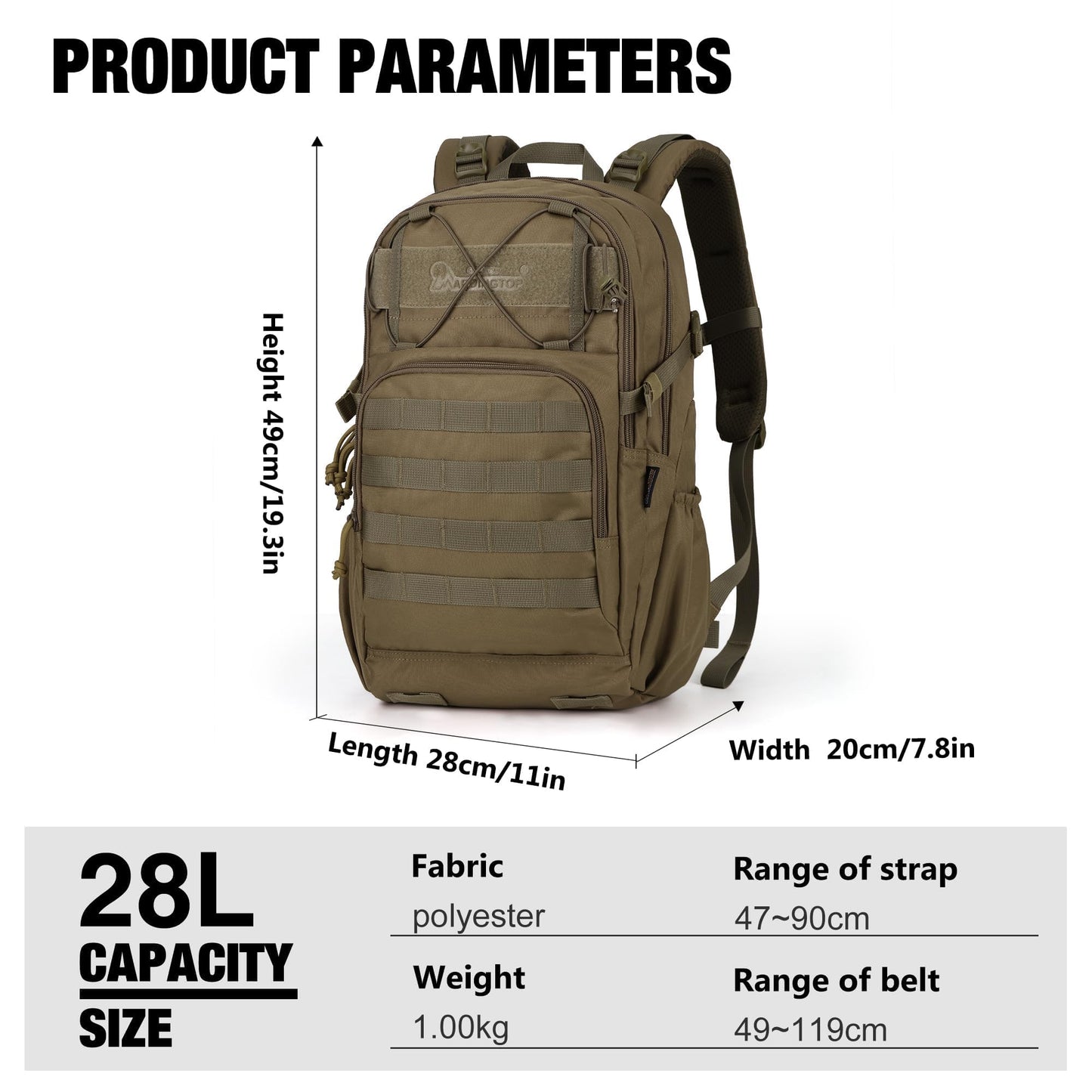 Mardingtop Military Tactical Backpack for Men 28L Molle Rucksack Army Backpack EDC Daypack for Hiking,Travel,Camping, Hunting