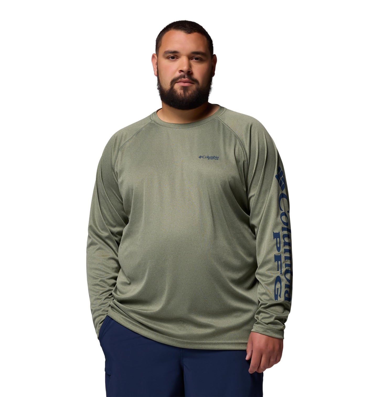 Columbia Men's PFG Terminal Tackle Long Sleeve Fishing Shirt, Cypress Heather/Carbon Logo, 6X