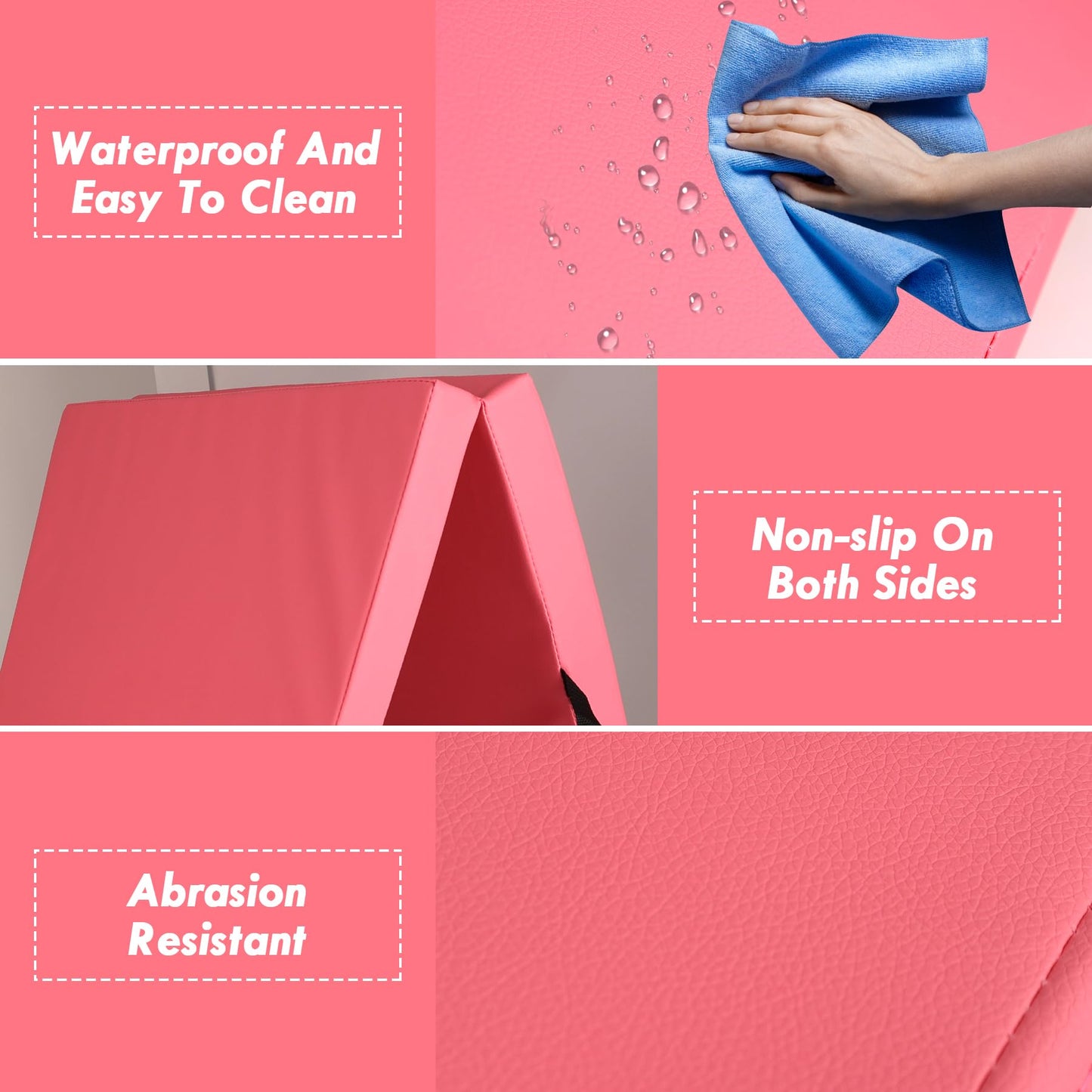 WAWINY 6ft x 2ft Folding Gymnastics Mat - 2-Inch Thick High Density Foam Yoga Mat, Non-Slip Gym Floor Mat for Home Workouts, Pilates & Stretching, Waterproof Oil-Proof Portable Exercise Mat.