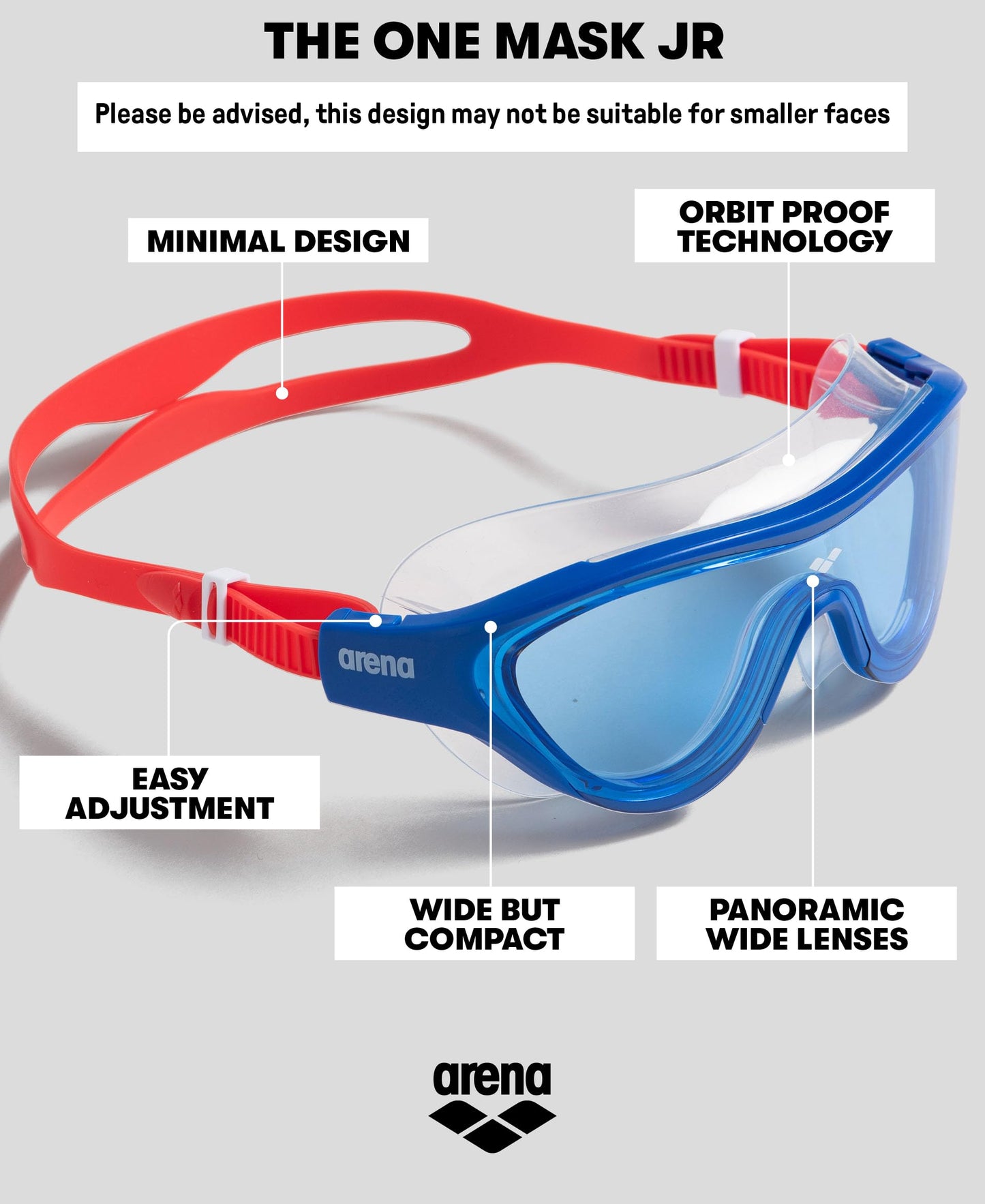 ARENA Unisex Youth The One Junior Swim Mask Fitness Swim Goggles for Boys and Girls Ages 6 to 12 Non-Mirror Lens Perfect for Summer Pool, Pink/Violet