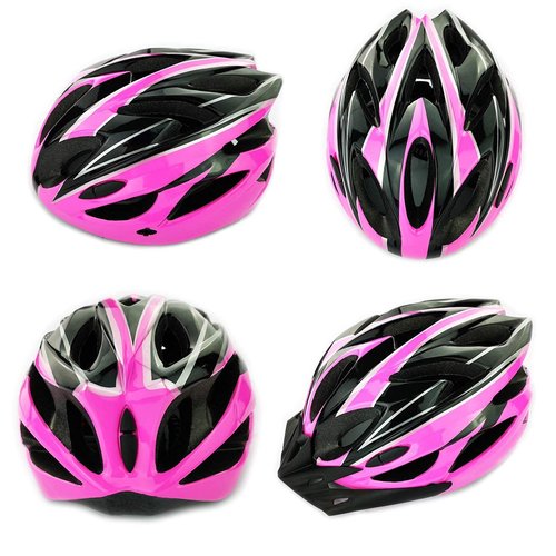 UPANBIKE Adult Bike Helmet - One-Piece Adjustable, Head Safety Protection for Mountain & Road Bikes (Pink+Black)