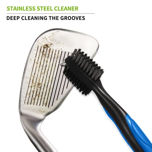 KUUKIKV 2 Pack Professional Golf Brush, Golf Brush and Groove Cleaner with Retractable Zip-line & Carabiner, Golf Club Cleaner for Golf Clubs, Golf Brush for Golf Bag, Golf Accessories for Men Golfer