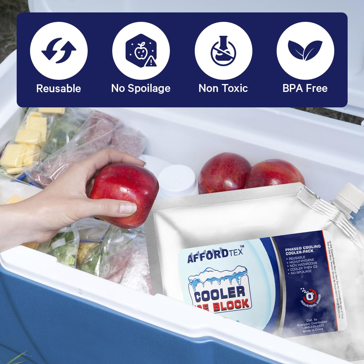 Ice Packs for Cooler, 4 Reusable Ice for Coolers,10 inches x 10 Inches Each,Long Lasting ice for ice Chest, and Lunch Box,A Must for All Outdoor Activity Keep Your Food Fresh