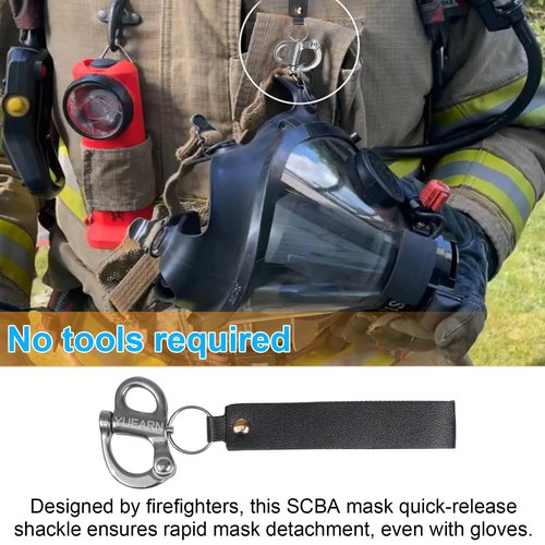 YUEARN Quick Release Clip Shackle for SCBA Mask, Firefighter Accessories, Quick Release Lanyard, Marine Grade 316 Stainless Steel Shackle (2)