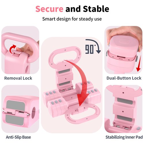 Hezeyferg 2-in-1 Adjustable Dumbbells Set, 4 Levels Weight Dumbbells Set for Women Men, Each 2.2/3.3/4.4/5.5lb Hand Weights with Kettlebell Form for Home Gym Exercise Training (Pink)