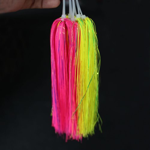 Tigofly 4 Packs/lot 1/32" 0.7mm Width UV Pink Chartreuse Luminous Glow in The Dark Flashabou Tinsel Pike Bass Streamers Fly Tying Materials (Pink)