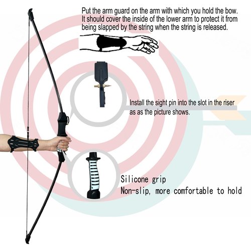 45" Youth Bow and Arrows Set for Kids 8-12 Teens Recurve Archery Beginner Gift Longbow Kit 9 Arrows, 4 Target Face for Backyard Game Age 12-14 14-16 Black