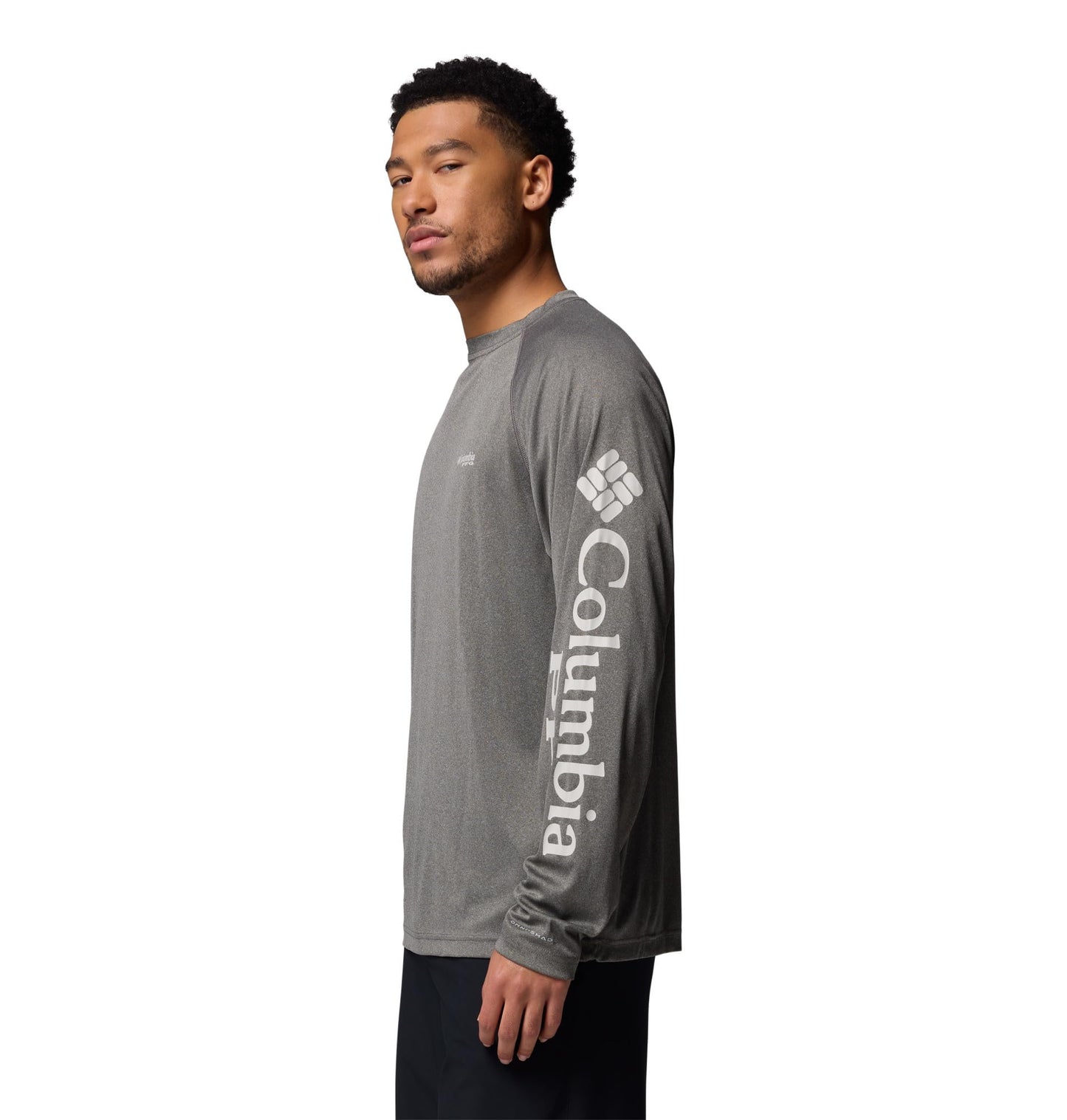 Columbia Men's PFG Terminal Tackle Long Sleeve Fishing Shirt, Charcoal Heather/Cool Grey Logo, 4X