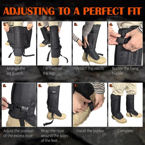 SUGOOE Snake Gaiters Leg Guards, Snake Guard Chaps for Men & Women, Adjustable Snake Proof Gaiters for Hunting, Outdoor and Farm Working