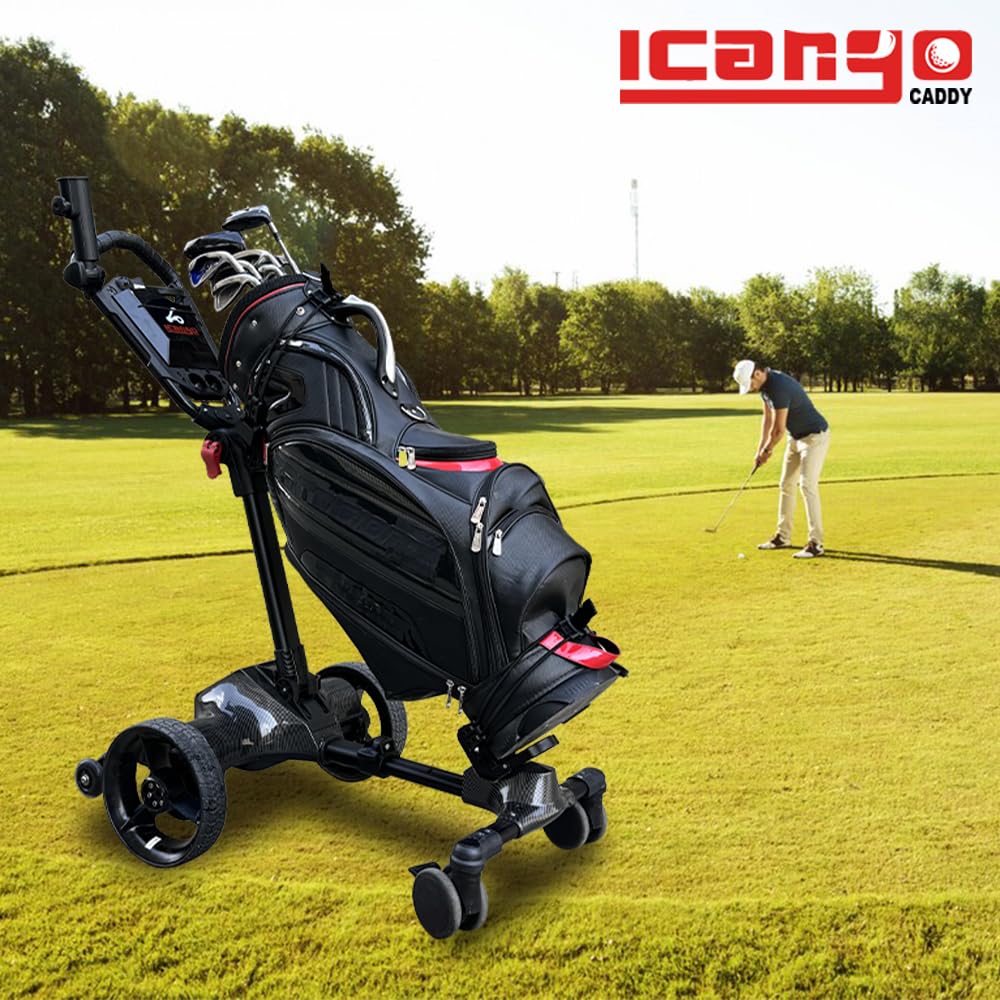 Icango caddy G3 Electric Golf cart,Electric Golf Caddy That Follows You，Anti-Tipping, 45H Battery, 3-Motion Folding Design, All-Terrain (App/Remote/Manual Control), Black