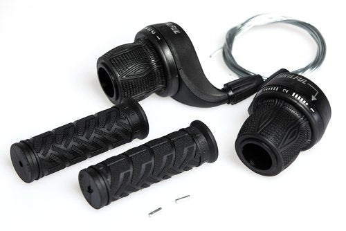 MEGHNA Bicycle 21 Speed Twist Shifter Lever 3 x 7 Speed Grip Shift Left and Right Shifting Mountain Bike Hybrid Bike Kids Bike Tricycle Gear Grip Shifter with Grips (Pair)