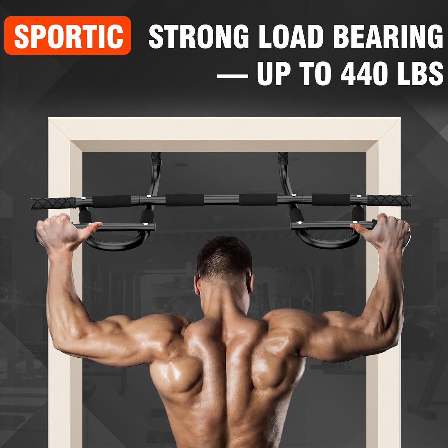 Multi Grip Pull Up Bar for Strength Training - Door Frame Wide Pull-up Bar, Chin Up Bar for Exercise, Door Workout Bar with Foam Grips