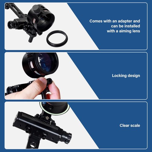 FENJANER Archery Compound Bow Sights - 1 pin or 5 pins Bow Sight with 8X Scope Lens Right Hand No Tools for Quick Adjustment for Outdoor Hunting (1 Pin Sight)