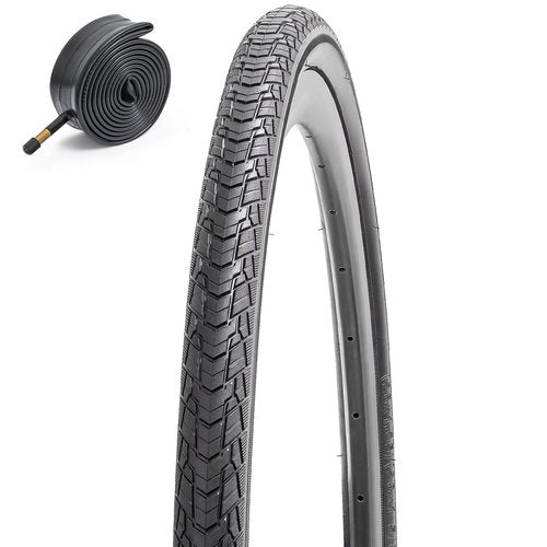 700x45C (47-622) Bike Tire 700C Bicycle tire and 700x44/50 AV48mm Bike Tube Suitable for 700 x 45C City/Road Folding Replacement Bike Tire (Single)