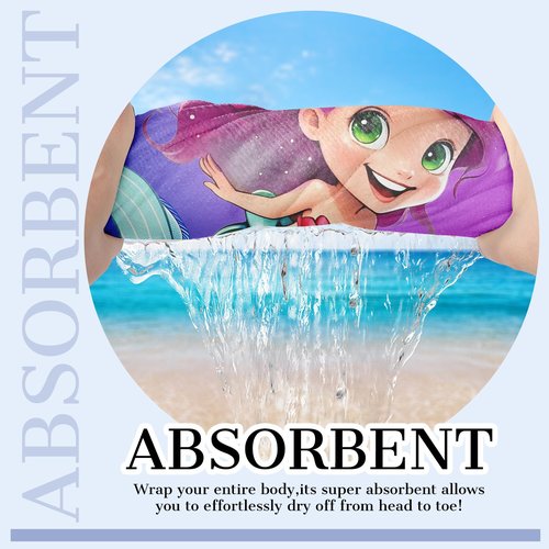 Infiher Personalized Beach Towels for Kids,Custom Kids Monogrammed Towels with Name,Customized Microfiber Quick Dry & Sand Free Beach Towel for Swim,Bath,Pool,Gifts,Girls Mermaid Towel(2 Styles)