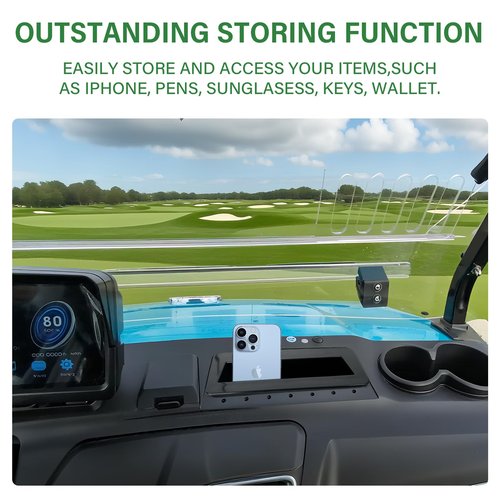 XINSTCO ABS Golf Cart Phone & Wallet Holder with Drain Hole, Golf Ball Holder for Evolution D5 Maverick and Ranger Models, Evolution Golf Cart Accessories, Black