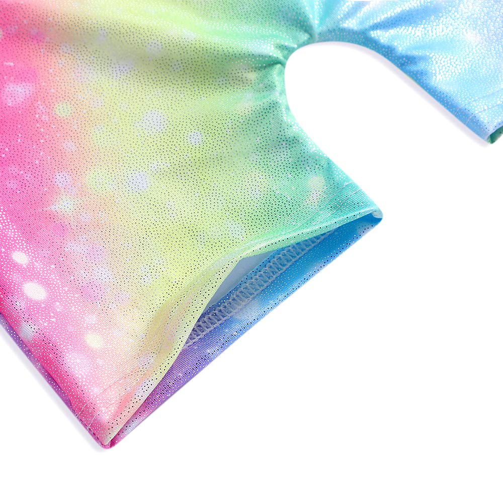 HOZIY Leotards for Girls Gymnastics Dance 4t 5t Toddler Girl Biketards Rainbow Shiny Stars Apparel Clothing Tumbling Outfits Bodysuits Kids Leo Gym Gymnastic Leotard with Shorts Sparkly Glitter