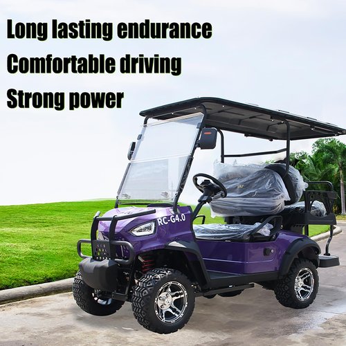 4 Passenger Electric Golf Cart with Battery, Intelligent Charging for 12 Hours Can Travel Up to 50 Miles, Spring Damping, Equipped with Reversing Image, Delivery, US Inventory