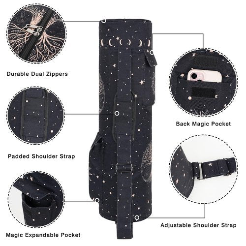 Yoga Mat Bag Full-Zipper Yoga Mat Carrier with Extra Wide Adjustable Strap 2 Multi-Functional Storage Cargo Pocket Stylish & Functional Yoga Bag Pilates Bag for Women & Men