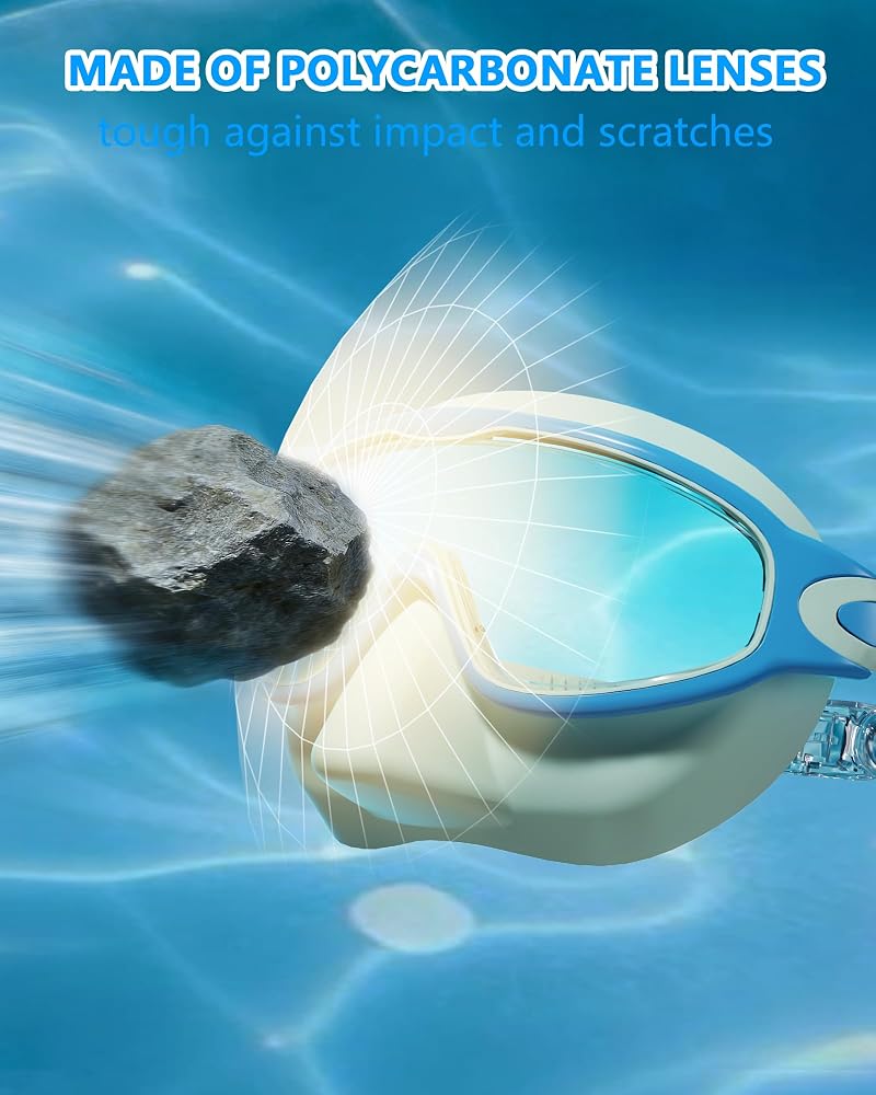 Kids Swim Goggles 2 Pack - Soft Silicone Anti-Fog UV Protection, Blue/Green & Black