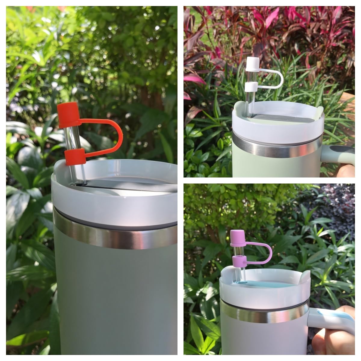Silicone Straw Covers Cap Compatible with Stanley Cup 30 40 oz-Dust-Proof Reusable Straw Cover for Tumblers and Water Bottles