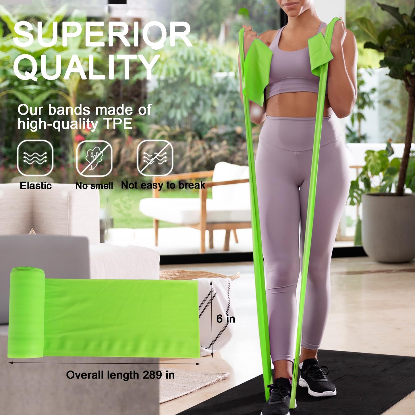 Resistance Bands Professional Bulk Rolls. Elastic Physical Therapy Band. Resistance Bands Elastic Exercise Bands for Recovery, Physical Therapy, Yoga, Pilates, Rehab,Fitness (Green - Medium)