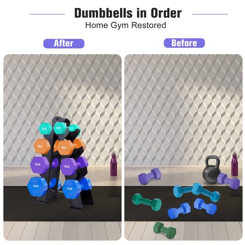 Dumbbell Rack Stand Only(Dumbbells not Included), Compact A-Frame Weight Rack for Dumbbells, Rust-Resistant Coated Dumbbell Storage Rack, Dumbbell Stand with Handle & Non-Slip Base for Home Gym