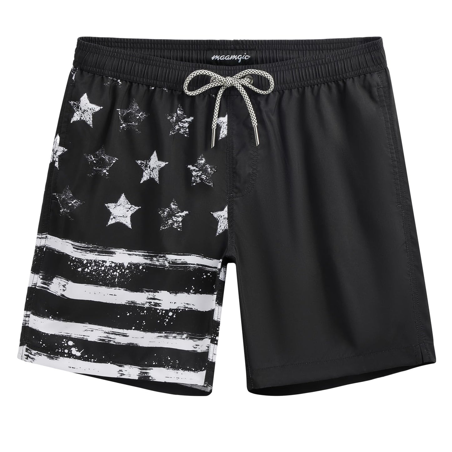 maamgic Mens Swim Trunks Quick Dry Swim Shorts with Mesh Lining Funny Swimwear Bathing Suits 7inch Left American Flag X-Small