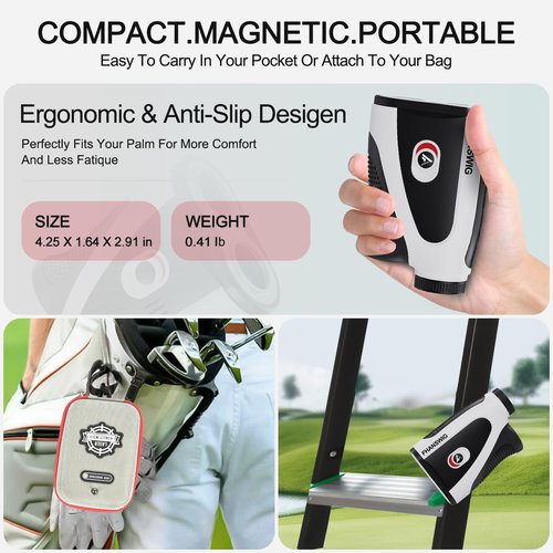 FHANSWIG Golf Rangefinder with Slope - 1200 Yard Laser Rangefinder with Flagstick Lock with Magnetic Strip Men's Golf Accessories, 7X Magnification, Hunting, Fhanswig Rangefinder