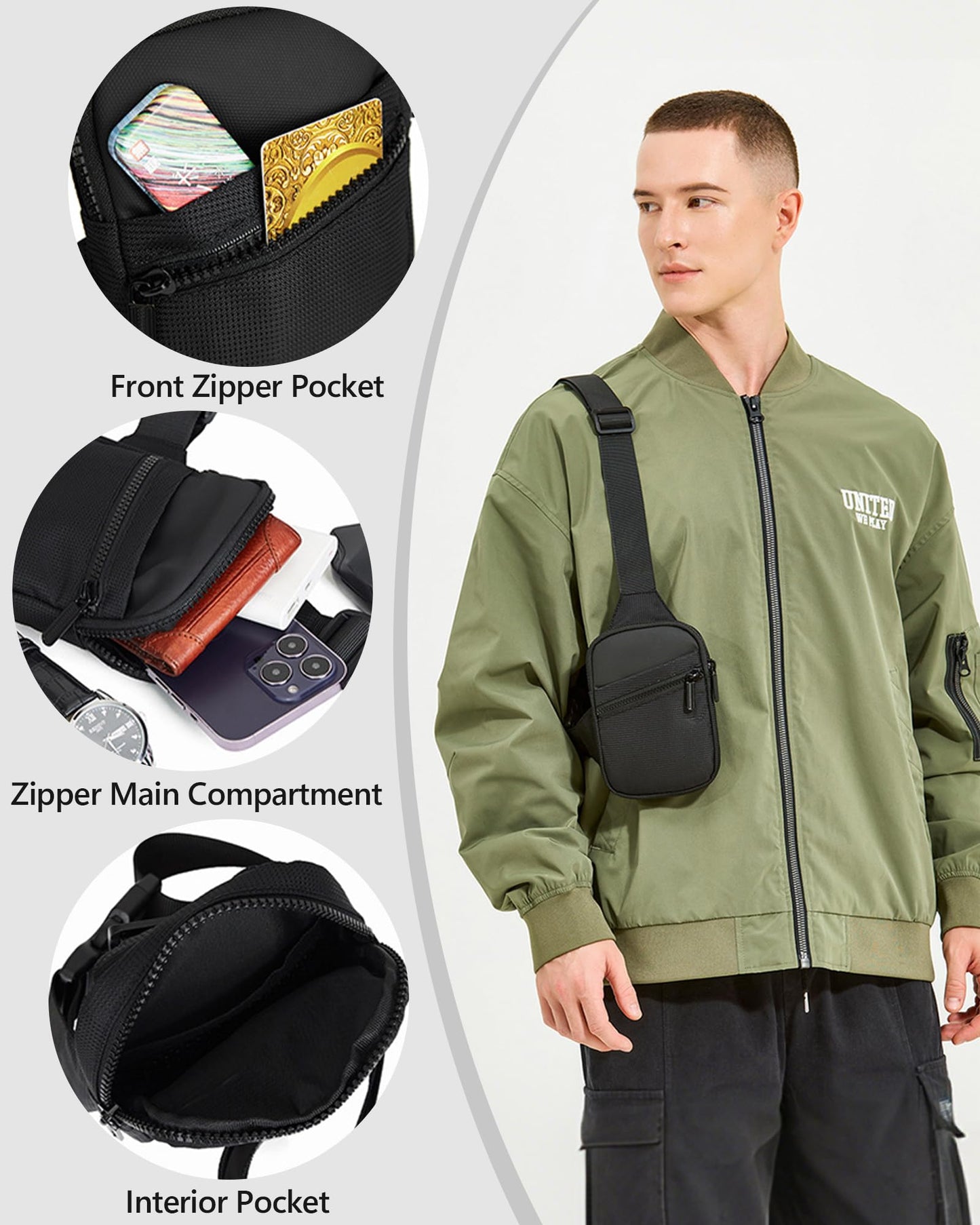 Peicees Mini Sling Bag X-Small Crossbody Bags for Women Men Shoulder Cross Body Bag Travel Phone Bag