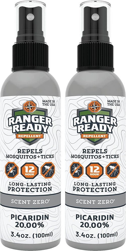 Ranger Ready Repellents Picaridin Insect Repellent Spray with Scent Zero - Mosquito Repellent and Tick Spray (3.4 oz., Pack of 2)