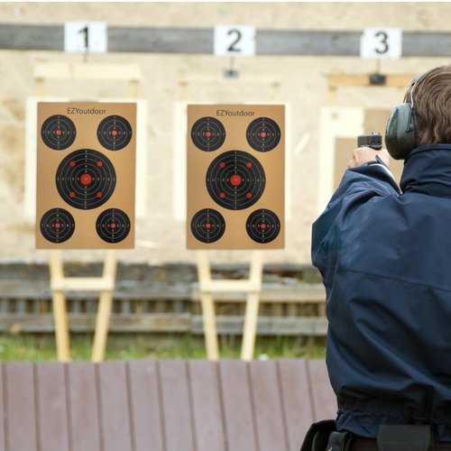 45 Pack Paper Targets - 17 x 25 Inch Multiple Aiming Zones - 4 Clips Included - Perfect for Indoor and Outdoor Range, Airsoft, Pellet Gun, Rifle, Pistol Practice