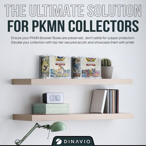 Dinavio Crafthouse PKMN Booster Box Case Acrylic Display Stackable - 8mm + 5mm Ultra Thick Acrylic with 5x3mm Strong Magnets - PKMN Booster Box Case Protector - Compatible with PKMN Booster Boxes