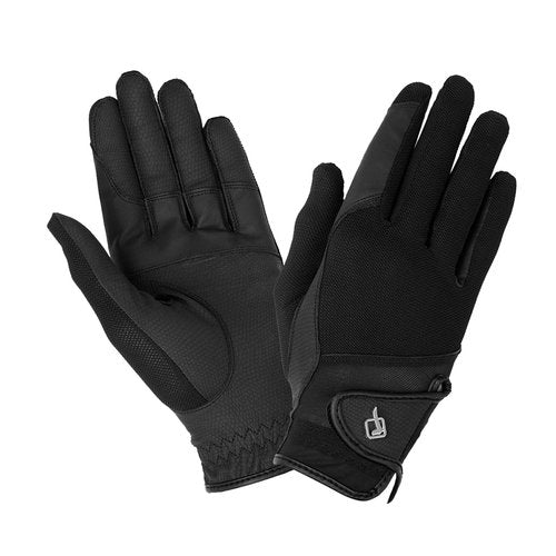 LeMieux Pro Mesh Gloves - Lightweight Horse Riding Gloves - Anti-Slip Palm - Breathable Air Mesh - Large - Black