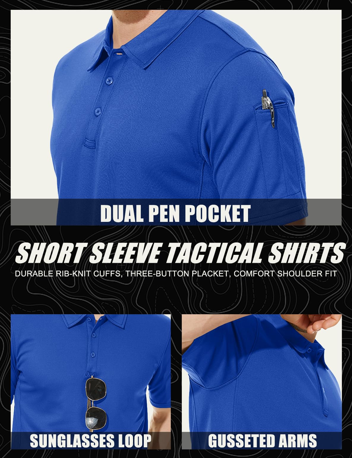 MAGCOMSEN Work Polo Shirts for Men Golf T-Shirts Quick Dry Shirts Summer Shirts Golf Polo Shirts for Men Blue XL