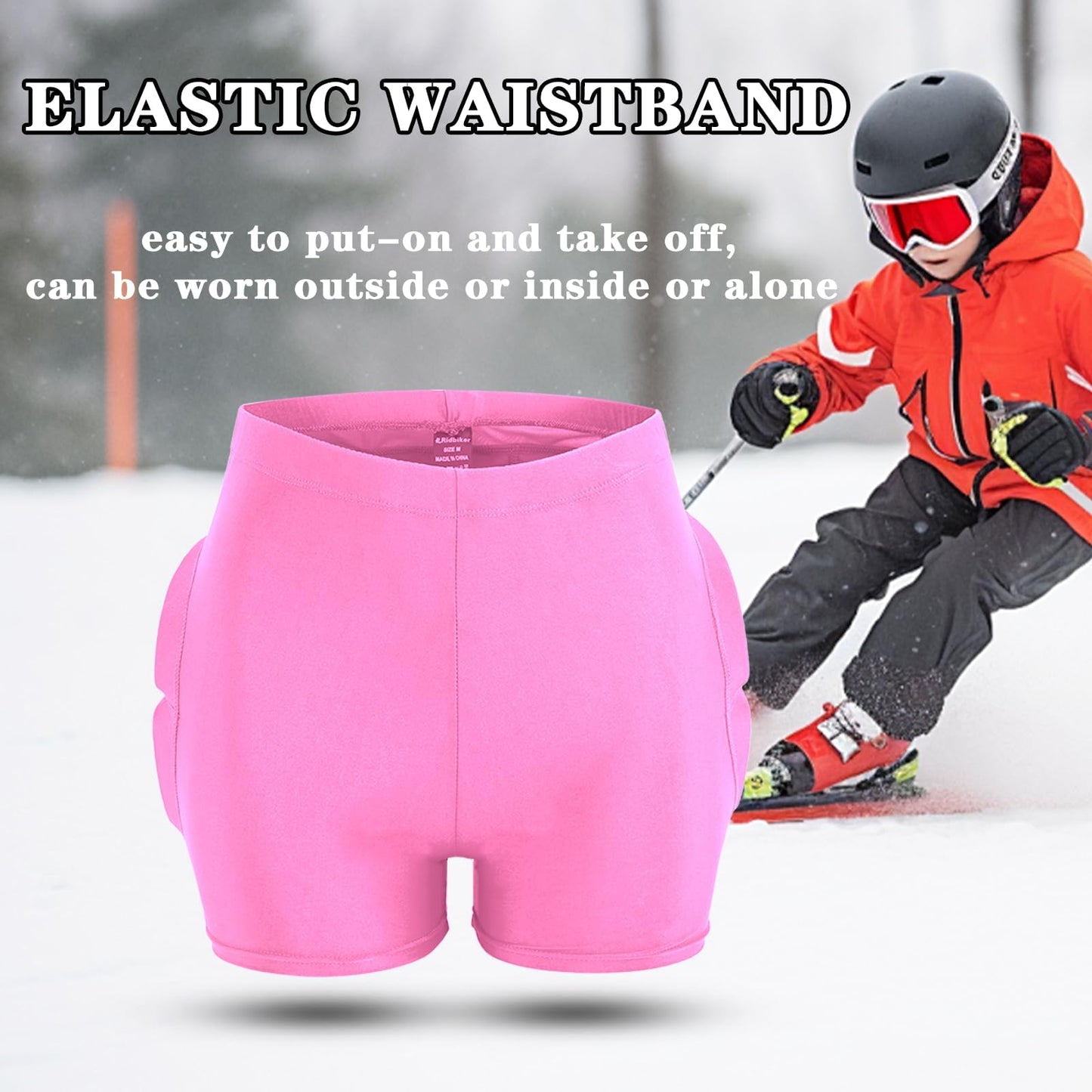 Kids Butt & Hip Padded Shorts for Skating,Youth Hip Protection Pads Figure Skating Shorts Crash Butt Pads for Tailbone & Butt (Pink, XX-Small)