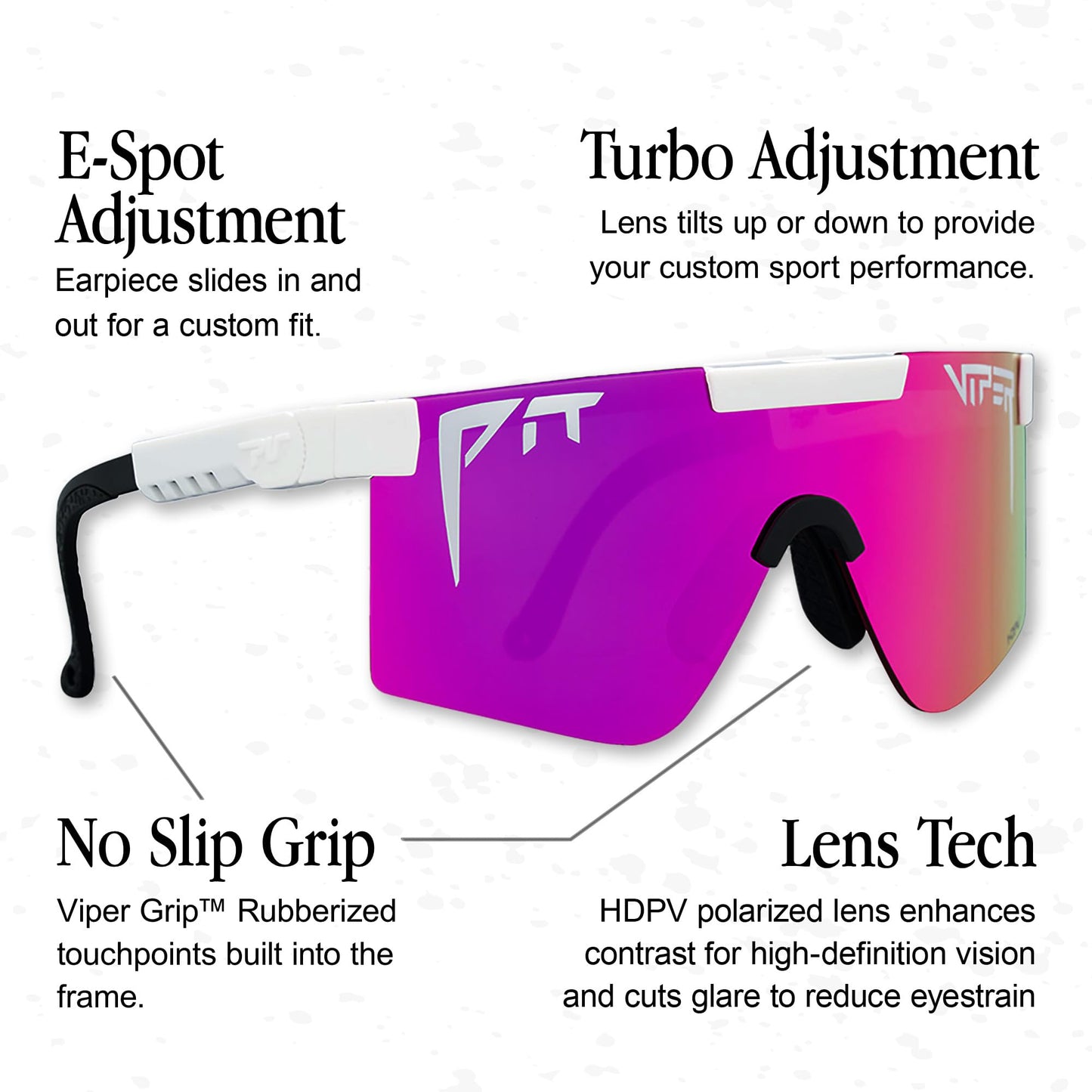 Pit Viper Sunglasses I The Original 2.0 I Wide Fit I HDPV Polarized Lens, Indestructible Frame I Turbo Adjustable for Perfect Fit I Micro Fiber Bag & Retainer Straps I Pink Lens, White Frame