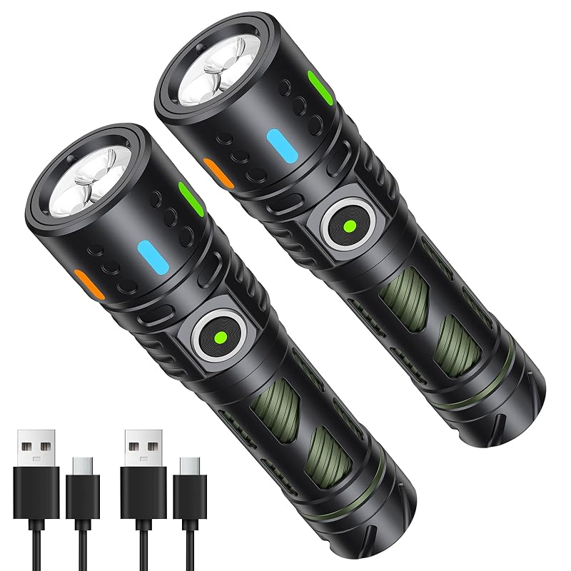 Rechargeable Small Flashlight with Built-In Fidget Spinner – 2000 Lumen, USB-C