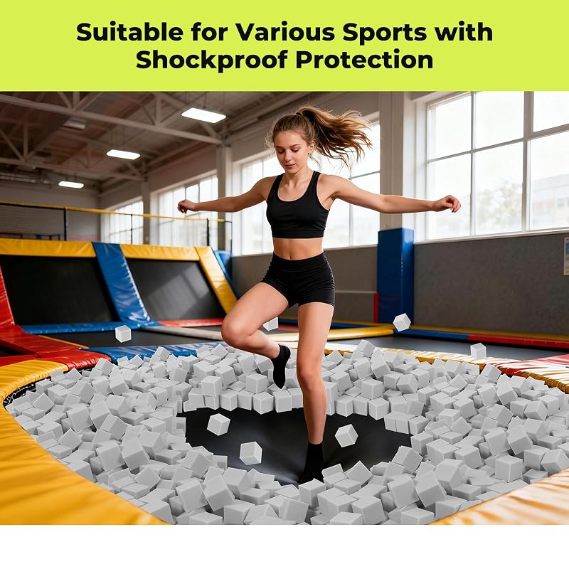 Light Gray 100 Pack Foam Cubes 3.15in - Gymnastics, Rock Climbing & Indoor Park Pit Cushions