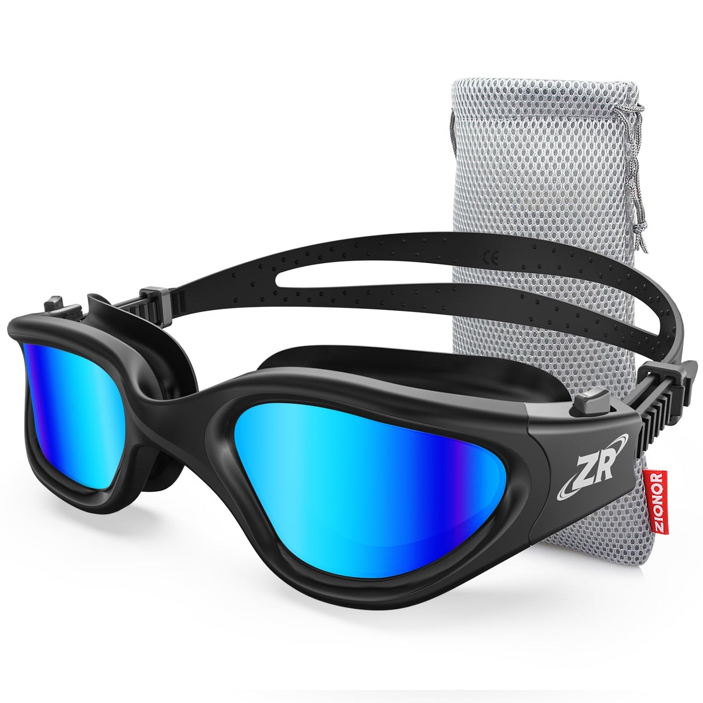 ZIONOR Swim Goggles, G1 Polarized Swimming Goggles UV Protection Leakproof Anti-fog Adjustable Strap for Adult Men Women (Polarized Mirror Blue Lens)