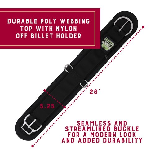 Weaver Equine ‎Straight Smart Horse Cinch, Anti-Slip Felt Lined Saddle Cinch Girth with Smart Cinch Buckle, Western Horse Riding Supplies, ‎Black