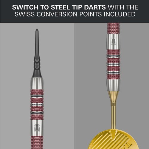 TARGET Darts Stephen Bunting 95K Soft Tip Dart Set, 19G | Kflex Flights & Shafts, The Bullet Player Edition 95% Tungsten Darts, Nano Swiss Steel Tip Conversion Points & Premium Keyring SP Tool