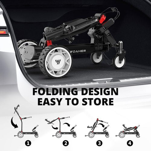 Woaher EST3 All Terrain Electric Golf Cart, Automatic Sensing Driving Golf Cart, 35-40 KM Ultra Long Driving Distance 5 Tires Dual Motor Golf Push Cart