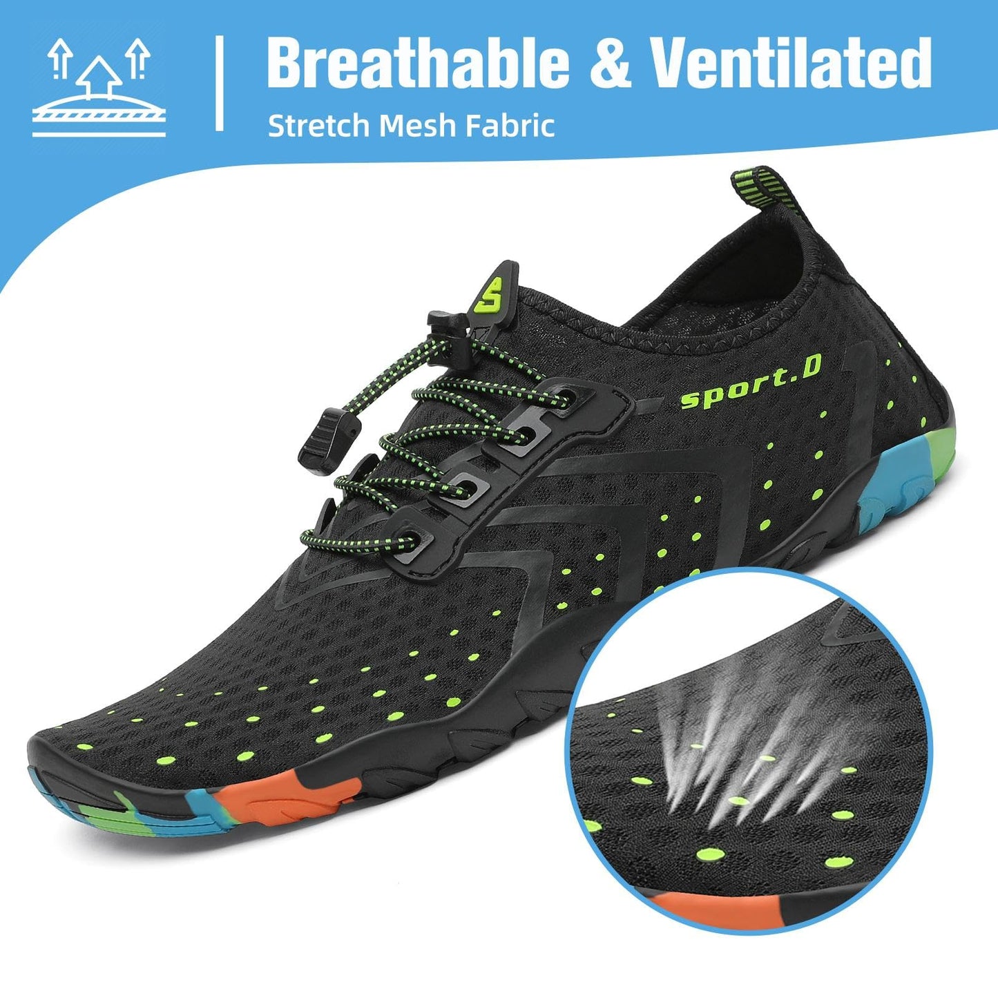 Mishansha Water Shoes for Women Men, Quick-Dry Barefoot Swim Shoes with Drainage Holes, Lightweight Aqua Shoe for Beach Pool River Boating Yoga Walking