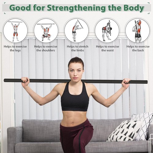 Retyion Yoga Stick 5ft- Adjustable Mobility Stick Sturdy Steel- Exercise Stick for Stretching, Balance Support Stick Perfect for Workout, Weighted, Flexibility, Yoga Fitness, Posture Correction