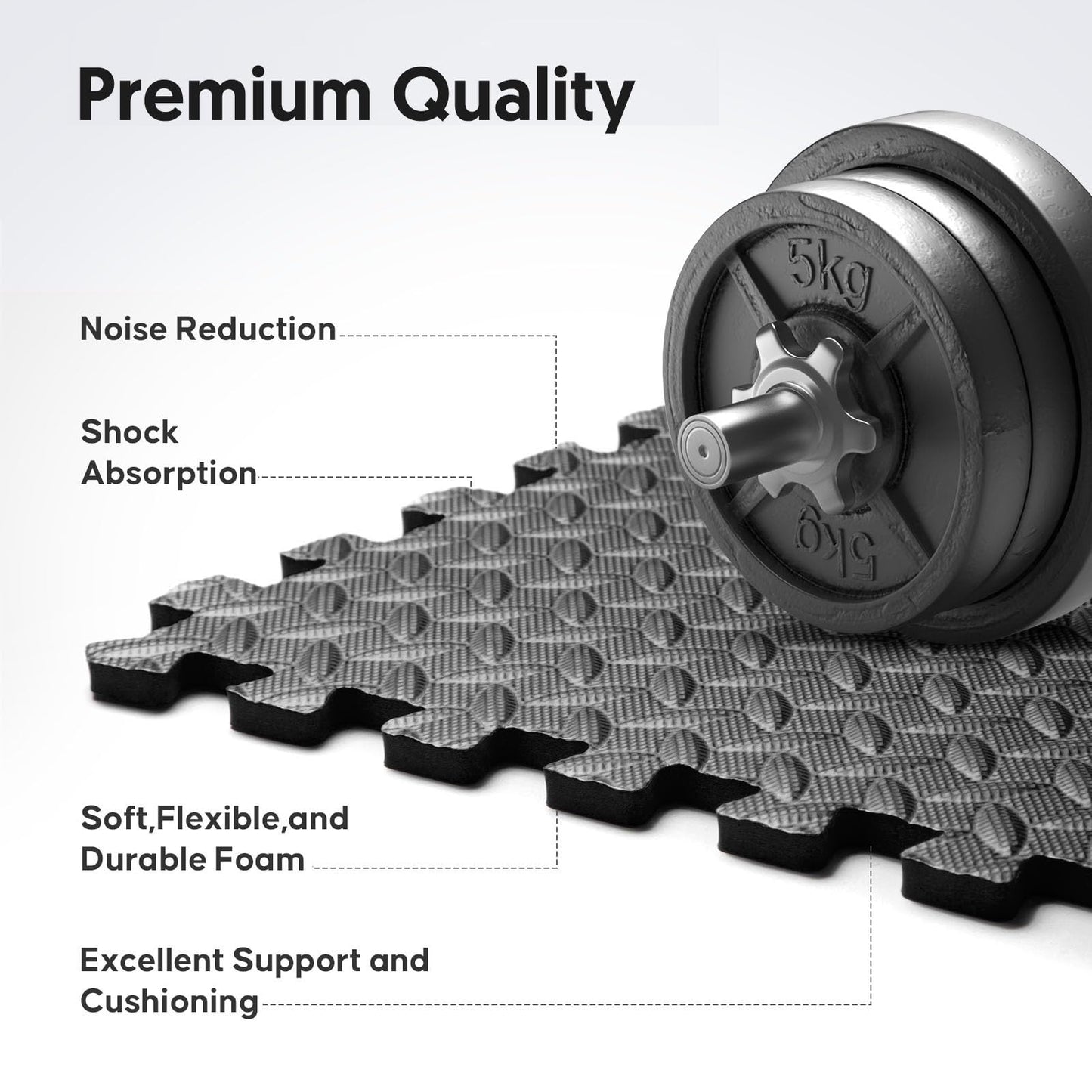 36 Pack Home Gym Mat, Puzzle Exercise Mat, EVA Interlocking Foam Floor Tiles for Home Workout Equipment and Kids' Play Areas - Blue, 24 in x 24 in x ½ in - (Black, 36 Pack (144 SQ FT))